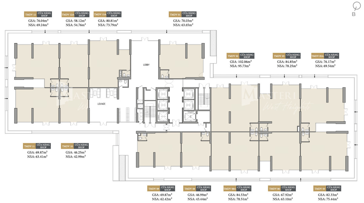 Layout tầng 1 tòa C