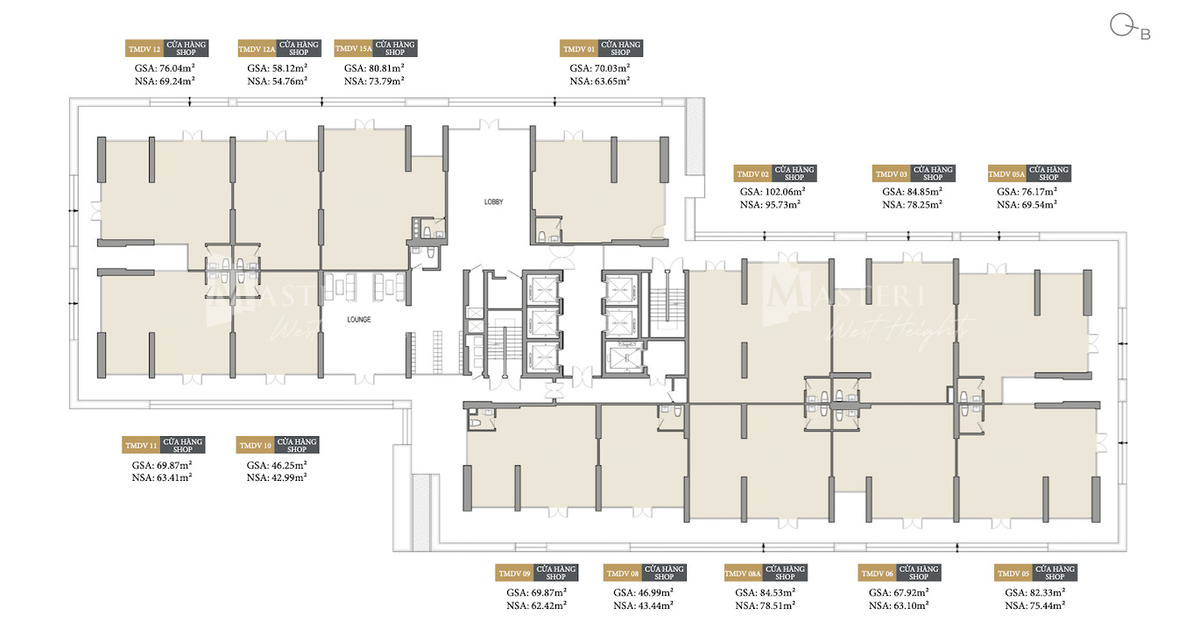 Layout tầng 1 tòa D