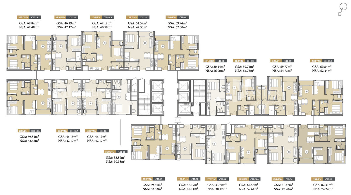 Layout tầng 21-34 tòa C