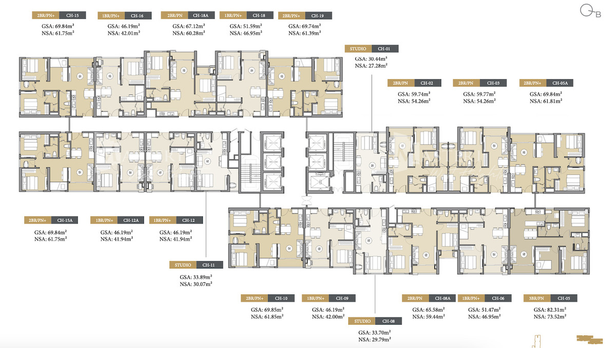 Layout tầng 21-34 tòa D