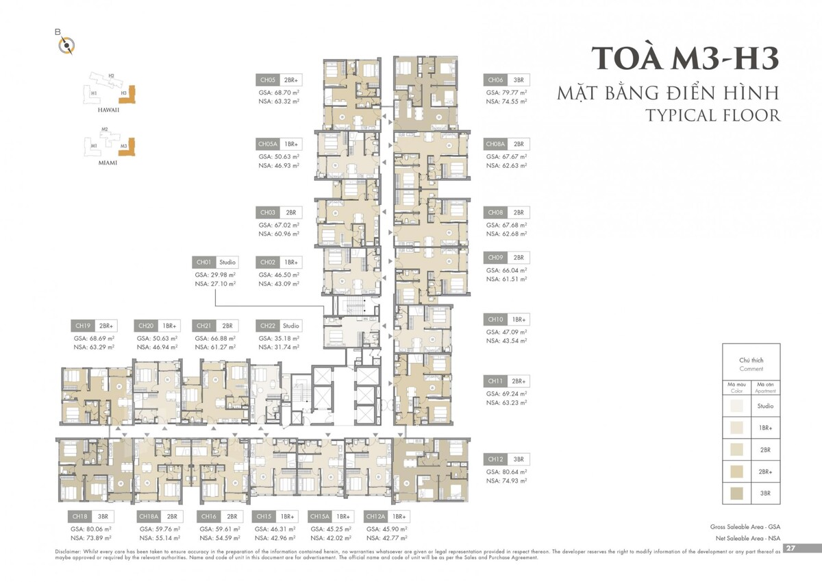 Mặt bằng layout các toà M3&H3