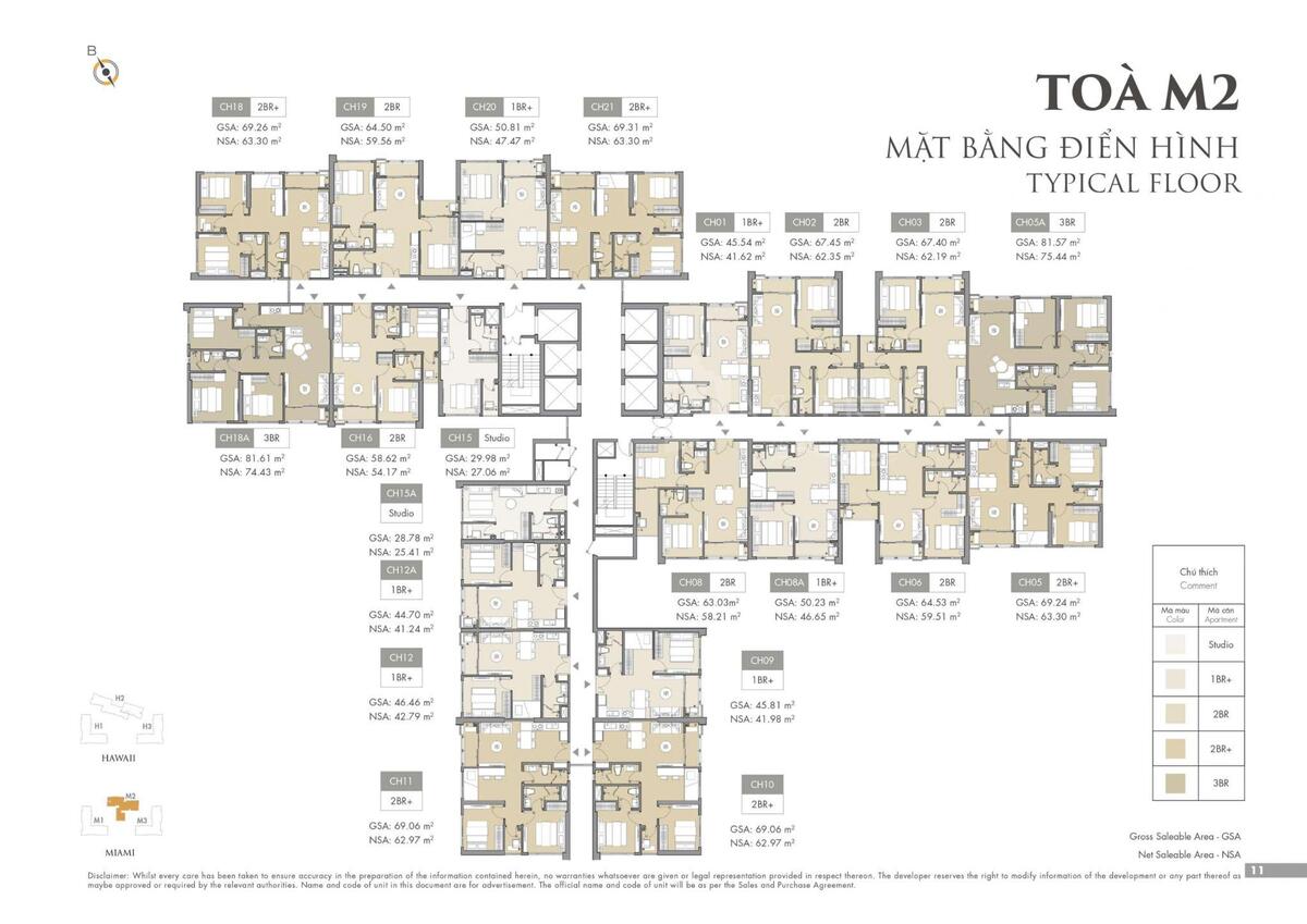 Mặt bằng layout tòa M2